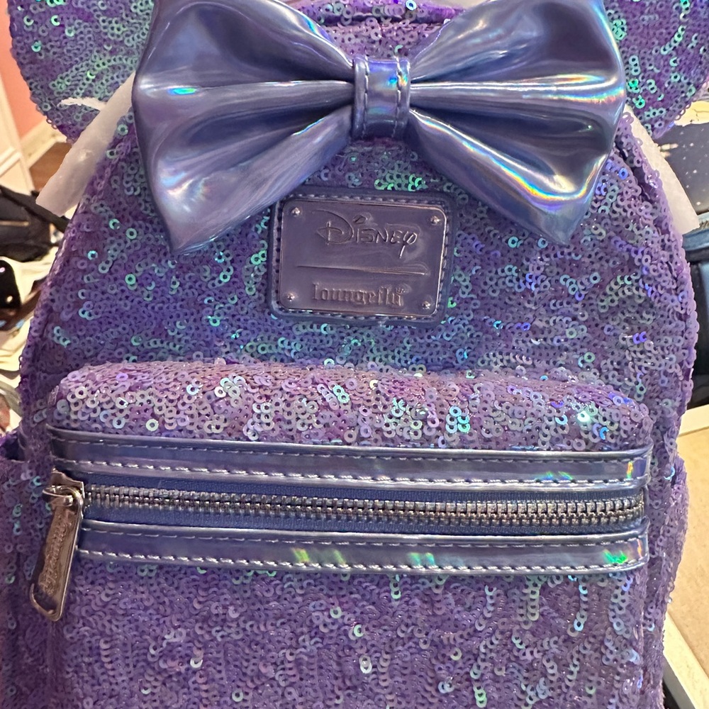 Disney Loungefly Purple Celebration Sequins Backpack